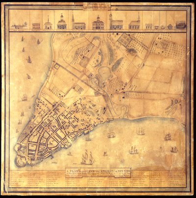 Piano della città e dintorni di New York come erano nel 1742-1744 da David Grim